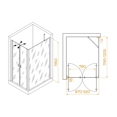 Душевой уголок RGW PA-144B (PA-104B+Z-050-2B+O-204B) 900x1200 мм 060814492-14 черный Easy Clean Душевой уголок RGW PA-144B (PA-104B+Z-050-2B+O-204B) 900x1200 мм 060814492-14 черный Easy Clean