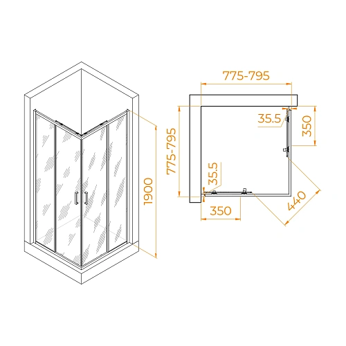 Душевой уголок RGW PA-31 800x800 мм 02083188-11 хром Easy Clean Душевой уголок RGW PA-31 800x800 мм 02083188-11 хром Easy Clean