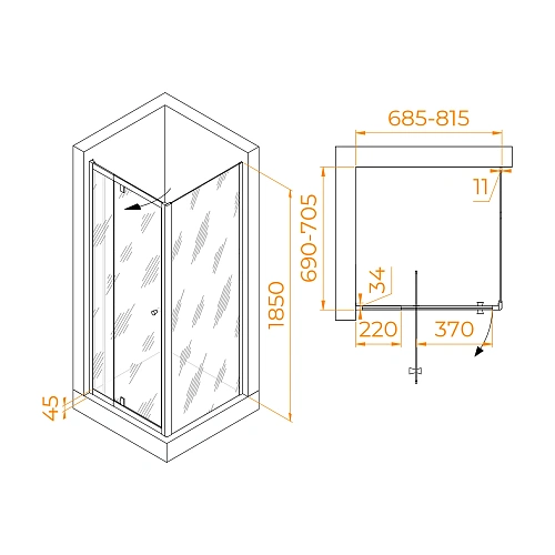 Душевой уголок RGW PA-32B (PA-02B + Z-050-1B) 700x700 мм 41083277-014 черный Easy Clean Душевой уголок RGW PA-32B (PA-02B + Z-050-1B) 700x700 мм 41083277-014 черный Easy Clean