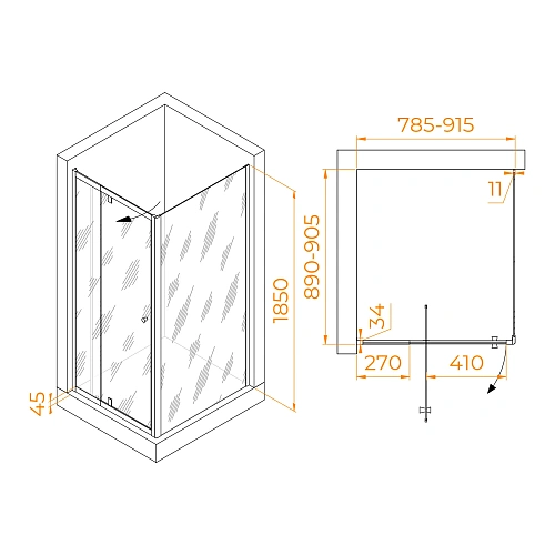 Душевой уголок RGW PA-44 (PA-02 + Z-050-1) 800x900 мм 41084489-011 хром Easy Clean Душевой уголок RGW PA-44 (PA-02 + Z-050-1) 800x900 мм 41084489-011 хром Easy Clean
