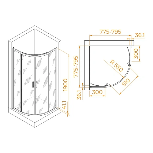 Душевой уголок RGW PA-51 800x800 мм 02085188-11 хром Easy Clean Душевой уголок RGW PA-51 800x800 мм 02085188-11 хром Easy Clean