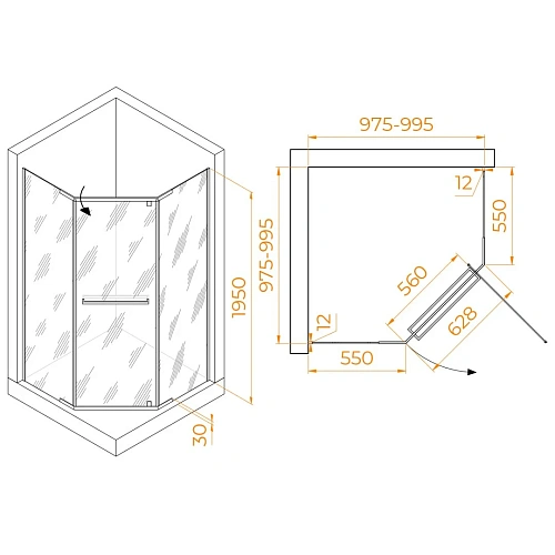 Душевой уголок RGW PA-82B 1000x1000 мм 41088200-14 черный Easy Clean Душевой уголок RGW PA-82B 1000x1000 мм 41088200-14 черный Easy Clean