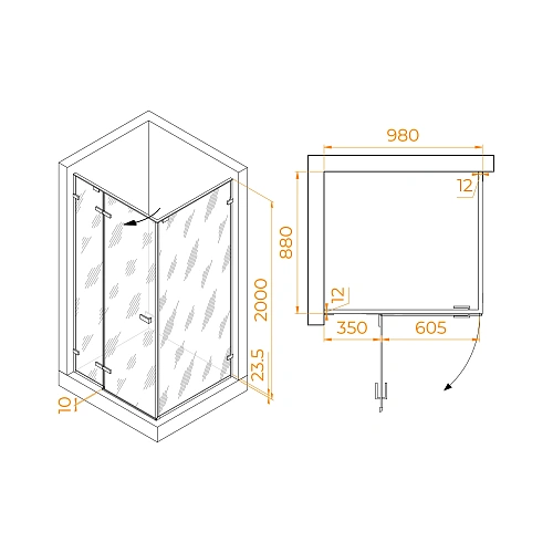 Душевой уголок RGW SV-040Gr 1000x900 мм 353204009-110 серый Easy Clean Душевой уголок RGW SV-040Gr 1000x900 мм 353204009-110 серый Easy Clean