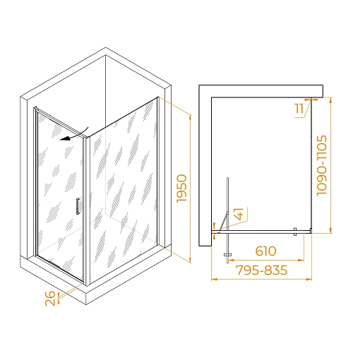 Душевой уголок RGW SV-145B 800x1100 мм 703214581-14 черный Easy Clean Душевой уголок RGW SV-145B 800x1100 мм 703214581-14 черный Easy Clean