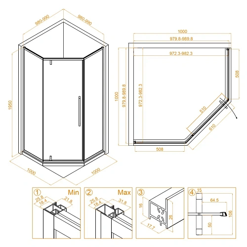 Душевой уголок RGW SV-81G 1000x1000 мм 32328100-16 золото brush Easy Clean Душевой уголок RGW SV-81G 1000x1000 мм 32328100-16 золото brush Easy Clean