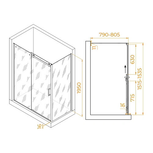 Душевой уголок RGW TO-44B (TO-14B + Z-050-2B) 1500x800 мм 02074458-14 черный Easy Clean Душевой уголок RGW TO-44B (TO-14B + Z-050-2B) 1500x800 мм 02074458-14 черный Easy Clean