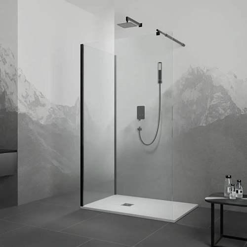 Душевой уголок RGW Walk In WA-005B (WA-002B+Z-050-2B) 800x800 мм 35100588-14 черный, Easy Clean Душевой уголок RGW Walk In WA-005B (WA-002B+Z-050-2B) 800x800 мм 35100588-14 черный, Easy Clean