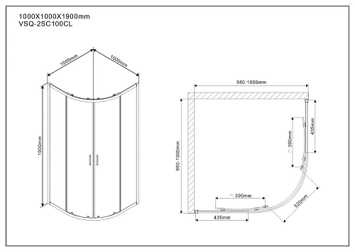 Душевой уголок Vincea Scala VSQ-2SC100CL, 1000x1000, хром, стекло прозрачное Душевой уголок Vincea Scala VSQ-2SC100CL, 1000x1000, хром, стекло прозрачное