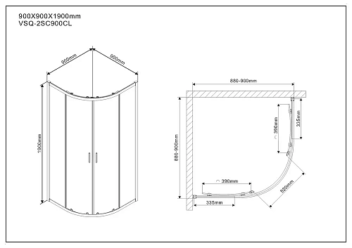 Душевой уголок Vincea Scala VSQ-2SC900CL, 900x900, хром, стекло прозрачное Душевой уголок Vincea Scala VSQ-2SC900CL, 900x900, хром, стекло прозрачное