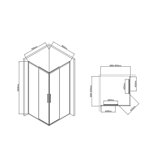 Душевой уголок Vincea Slim-U VSS-2SU900CL, 900x900, хром, стекло прозрачное Душевой уголок Vincea Slim-U VSS-2SU900CL, 900x900, хром, стекло прозрачное
