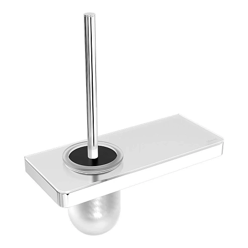 Ершик для унитаза Lemark GLASS LINE с держателем и полкой, хром/белое стекло 9761031 Ершик для унитаза Lemark GLASS LINE с держателем и полкой, хром/белое стекло 9761031