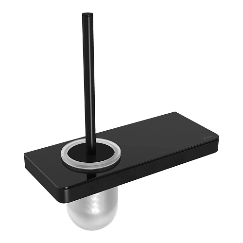 Ершик для унитаза Lemark GLASS LINE с держателем и полкой, чёрный матовый/черное стекло 9762033 Ершик для унитаза Lemark GLASS LINE с держателем и полкой, чёрный матовый/черное стекло 9762033