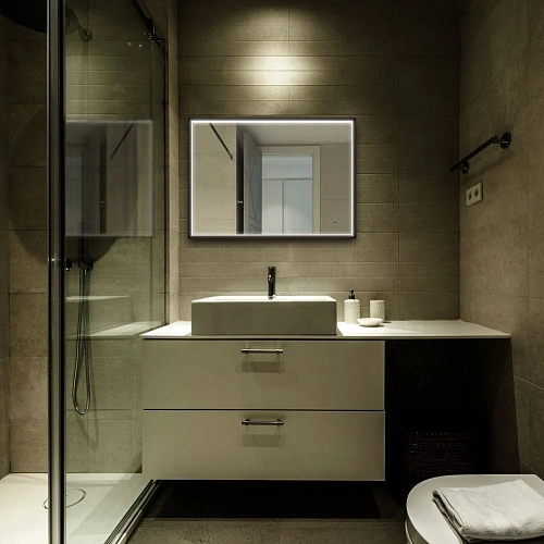 Зеркало ABBER See AG6110SCL-0.8 с подсветкой, бесконтактный выключатель, диммер, черный Зеркало ABBER See AG6110SCL-0.8 с подсветкой, бесконтактный выключатель, диммер, черный