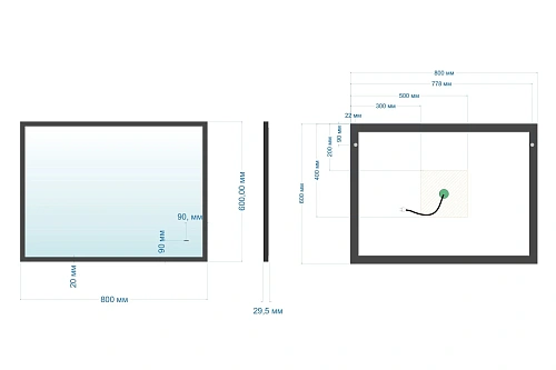 Зеркало ABBER See AG6110SCL-0.8 с подсветкой, бесконтактный выключатель, диммер, черный Зеркало ABBER See AG6110SCL-0.8 с подсветкой, бесконтактный выключатель, диммер, черный