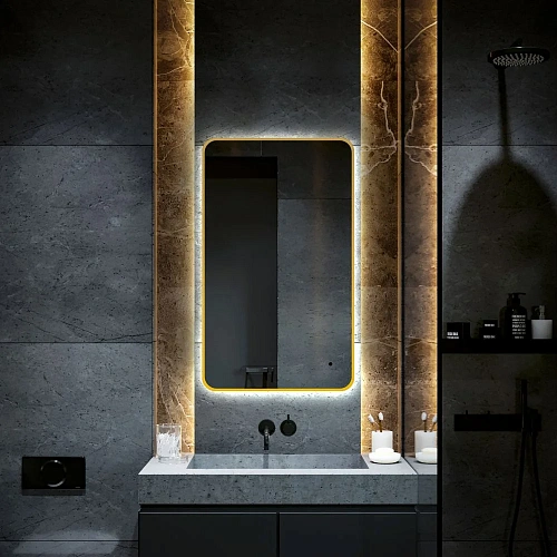 Зеркало ABBER See AG6112SCG с подсветкой, бесконтактный выключатель, диммер, золото Зеркало ABBER See AG6112SCG с подсветкой, бесконтактный выключатель, диммер, золото