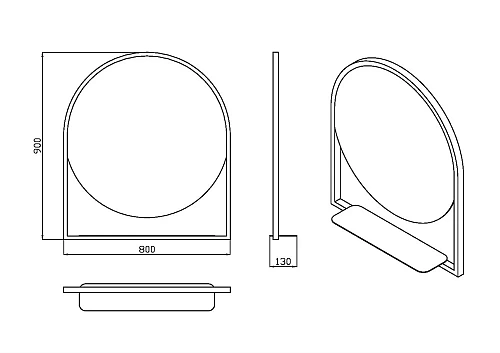 Зеркало Armadi Art VALLESSI круглое 80x90 с полочкой антрацит 550/2 Зеркало Armadi Art VALLESSI круглое 80x90 с полочкой антрацит 550/2
