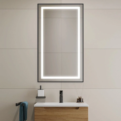 Зеркало BelBagno SPC-KRAFT-500-900-SENS-NERO 500x900x32 мм с подсветкой и сенсорным выключателем Зеркало BelBagno SPC-KRAFT-500-900-SENS-NERO 500x900x32 мм с подсветкой и сенсорным выключателем
