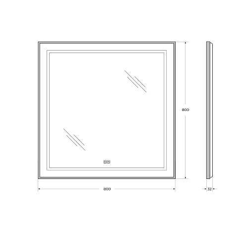 Зеркало BelBagno SPC-KRAFT-800-800-LED-TCH-WARM-NERO 800x32x800 мм с подсветкой сенсорным выключателем и подогревом Зеркало BelBagno SPC-KRAFT-800-800-LED-TCH-WARM-NERO 800x32x800 мм с подсветкой сенсорным выключателем и подогревом