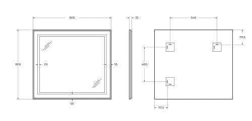 Зеркало BelBagno SPC-KRAFT-900-800-SENS-NERO 900x800x32 мм с подсветкой и сенсорным выключателем Зеркало BelBagno SPC-KRAFT-900-800-SENS-NERO 900x800x32 мм с подсветкой и сенсорным выключателем