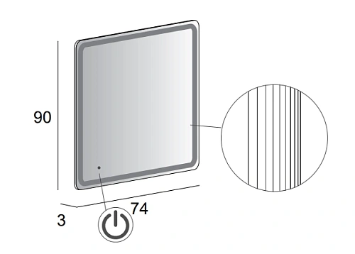 Зеркало CEZARES с LED подсветкой touch system 44998 74х90 Зеркало CEZARES с LED подсветкой touch system 44998 74х90