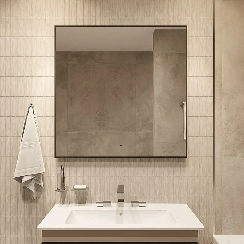 Зеркало DIWO Элиста 100x100 черное, с подсветкой сенсорной, квадратное, в скандинавском стиле 543842 Зеркало DIWO Элиста 100x100 черное, с подсветкой сенсорной, квадратное, в скандинавском стиле 543842