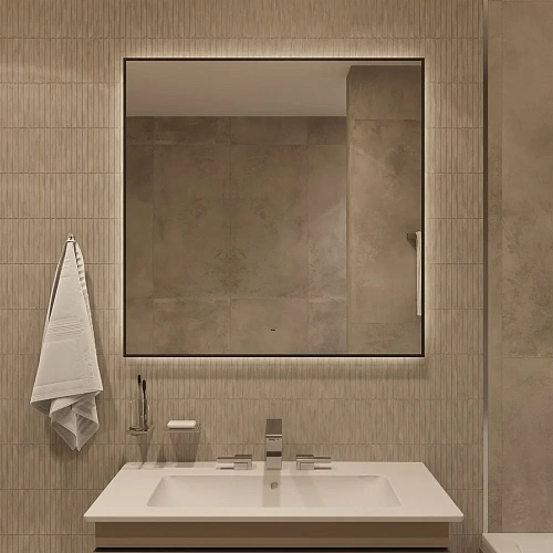 Зеркало DIWO Элиста 100x100 черное, с подсветкой сенсорной, квадратное, в скандинавском стиле 543842 Зеркало DIWO Элиста 100x100 черное, с подсветкой сенсорной, квадратное, в скандинавском стиле 543842