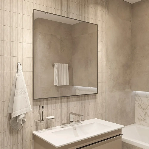 Зеркало DIWO Элиста 100x100 черное, с подсветкой сенсорной, квадратное, в скандинавском стиле 543842 Зеркало DIWO Элиста 100x100 черное, с подсветкой сенсорной, квадратное, в скандинавском стиле 543842