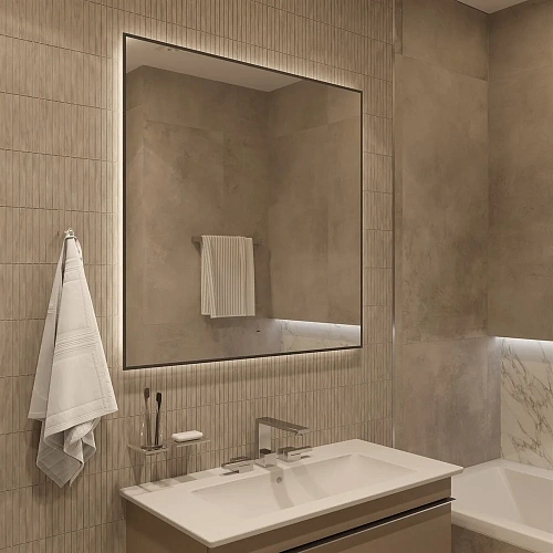 Зеркало DIWO Элиста 100x100 черное, с подсветкой сенсорной, квадратное, в скандинавском стиле 543842 Зеркало DIWO Элиста 100x100 черное, с подсветкой сенсорной, квадратное, в скандинавском стиле 543842