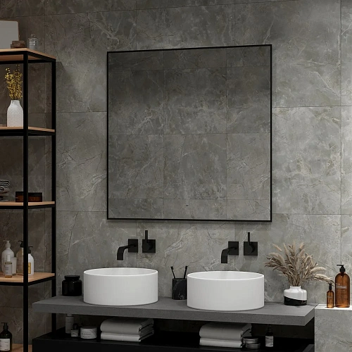 Зеркало DIWO Элиста 100x100 черное, с подсветкой сенсорной, квадратное, в скандинавском стиле 543842 Зеркало DIWO Элиста 100x100 черное, с подсветкой сенсорной, квадратное, в скандинавском стиле 543842