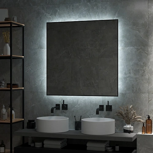 Зеркало DIWO Элиста 100x100 черное, с подсветкой сенсорной, квадратное, в скандинавском стиле 543842 Зеркало DIWO Элиста 100x100 черное, с подсветкой сенсорной, квадратное, в скандинавском стиле 543842