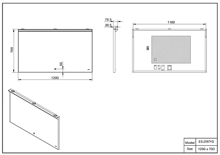 Зеркало Esbano (ESMI2597YD) с подсветкой ES-2597 YD 120х70х5 Зеркало Esbano (ESMI2597YD) с подсветкой ES-2597 YD 120х70х5