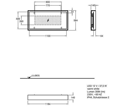 Зеркало Geberit Citterio 500.570.JI.1 118,4 см Зеркало Geberit Citterio 500.570.JI.1 118,4 см