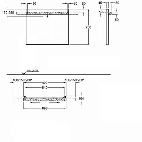 Зеркало Geberit iCon 840790000 с подсветкой 90 см Зеркало Geberit iCon 840790000 с подсветкой 90 см