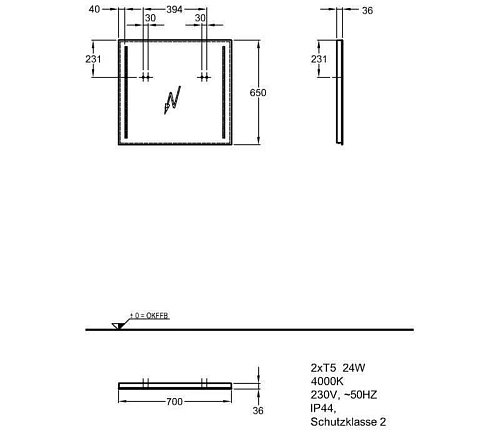 Зеркало Geberit Option 500.587.00.1 с подсветкой 70 см Зеркало Geberit Option 500.587.00.1 с подсветкой 70 см