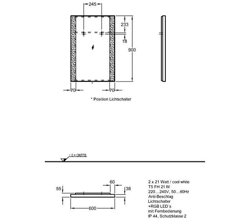 Зеркало Geberit Silk 816560000 с подсветкой 60 см Зеркало Geberit Silk 816560000 с подсветкой 60 см