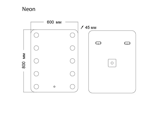Зеркало GROSSMAN NEON (600x800x45) LED с сенсорным выключателем и гравировкой 146080 Зеркало GROSSMAN NEON (600x800x45) LED с сенсорным выключателем и гравировкой 146080