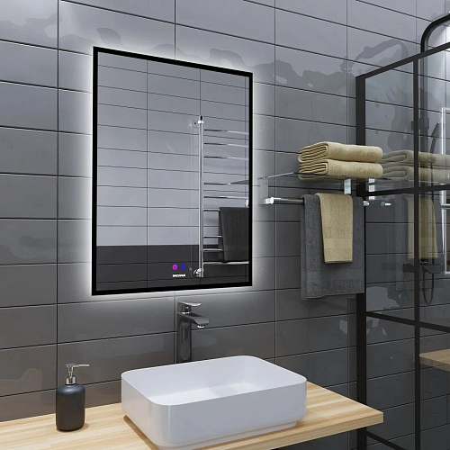 Зеркало GROSSMAN PRAGMA-норма BLACK (600x800x45) LED с сенсорным выключателем и подогревом 1860802 Зеркало GROSSMAN PRAGMA-норма BLACK (600x800x45) LED с сенсорным выключателем и подогревом 1860802