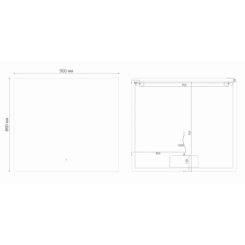 Зеркало GROSSMAN PRAGMA-норма BLACK (900x800x45) LED с сенсорным выключателем и подогревом 1890802 Зеркало GROSSMAN PRAGMA-норма BLACK (900x800x45) LED с сенсорным выключателем и подогревом 1890802