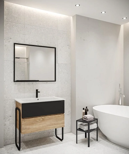 Зеркало GROSSMAN ЛОФТ-90 см с полкой черное 90x70 209001 Зеркало GROSSMAN ЛОФТ-90 см с полкой черное 90x70 209001