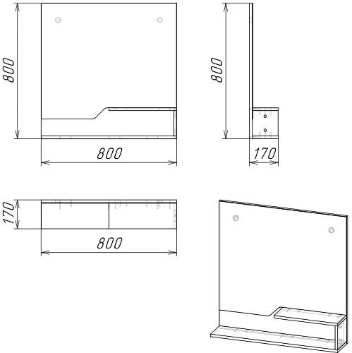 Зеркало GROSSMAN ПОЛО-47 см с полками комбинированное 47x70 204701 Зеркало GROSSMAN ПОЛО-47 см с полками комбинированное 47x70 204701
