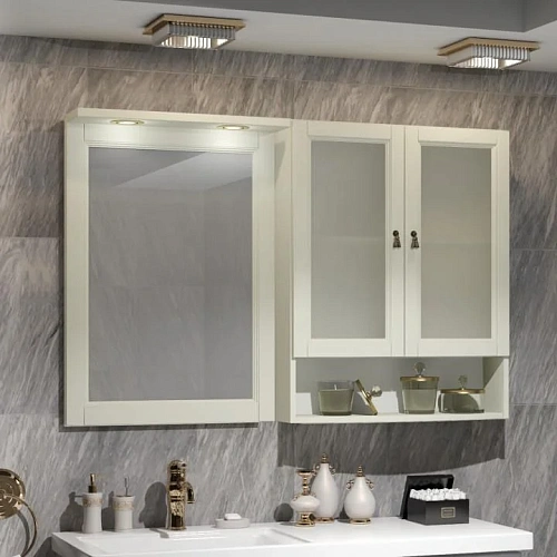 Зеркало Opadiris Клио 56 белый матовый со светильниками 00-00000428 Зеркало Opadiris Клио 56 белый матовый со светильниками 00-00000428