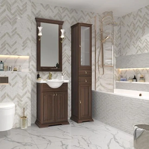 Зеркало Opadiris Риспекто 55, орех антикварный, с выключателем 00-00007055 Зеркало Opadiris Риспекто 55, орех антикварный, с выключателем 00-00007055