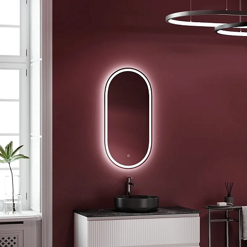 Зеркало Sancos Oval OV45F 450х900 фронтальная подсветка с сенсорным управлением Зеркало Sancos Oval OV45F 450х900 фронтальная подсветка с сенсорным управлением