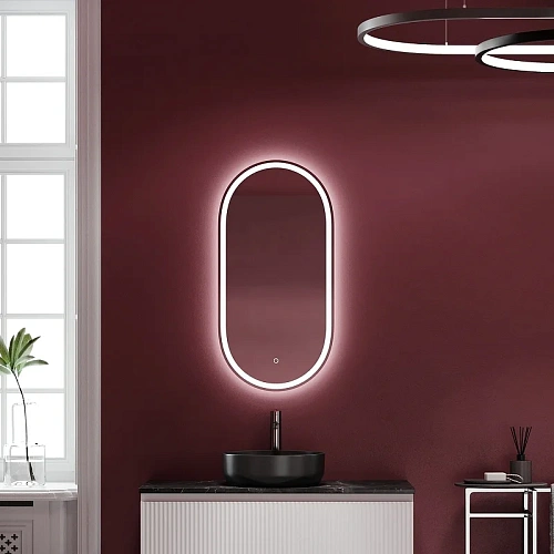 Зеркало Sancos Oval OV45F 450х900 фронтальная подсветка с сенсорным управлением Зеркало Sancos Oval OV45F 450х900 фронтальная подсветка с сенсорным управлением