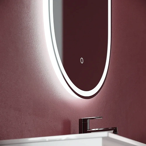 Зеркало Sancos Oval OV45F 450х900 фронтальная подсветка с сенсорным управлением Зеркало Sancos Oval OV45F 450х900 фронтальная подсветка с сенсорным управлением