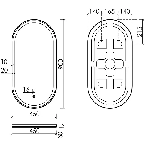 Зеркало Sancos Oval OV45F 450х900 фронтальная подсветка с сенсорным управлением Зеркало Sancos Oval OV45F 450х900 фронтальная подсветка с сенсорным управлением
