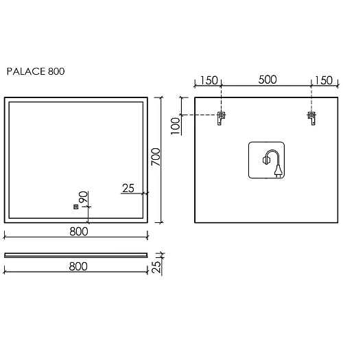 Зеркало Sancos Palace PA800 800х700 с подсветкой Зеркало Sancos Palace PA800 800х700 с подсветкой