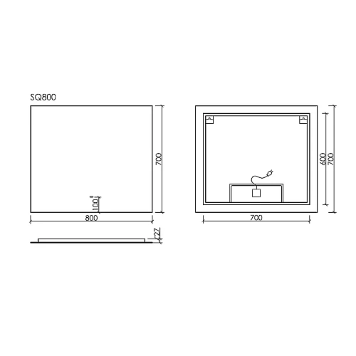 Зеркало Sancos SQUARE SQ800 800х700 с подсветкой Зеркало Sancos SQUARE SQ800 800х700 с подсветкой