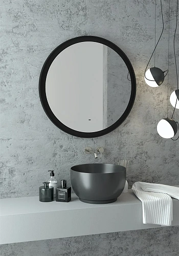 Зеркало STWORKI Гриндстед 80 черное, с подсветкой 557891 Зеркало STWORKI Гриндстед 80 черное, с подсветкой 557891