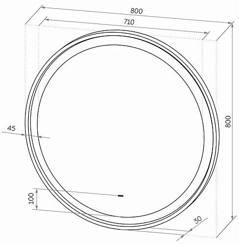 Зеркало STWORKI Гриндстед 80 черное, с подсветкой 557891 Зеркало STWORKI Гриндстед 80 черное, с подсветкой 557891